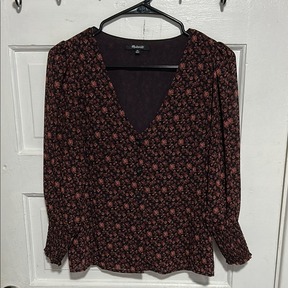 Madewell Floral V-Neck Women's Top - Picture 1 of 10